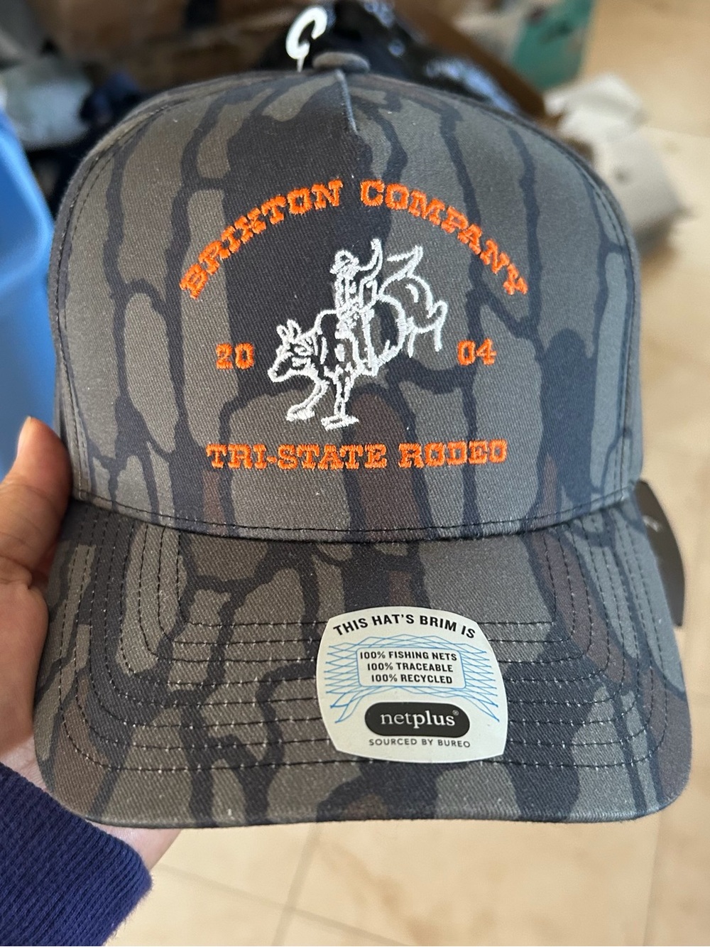 Brixton Tri-State Rodeo Gray Camo Baseball Cap - Orange Embroidery #89